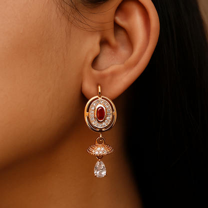 Red Stone Drop Earrings