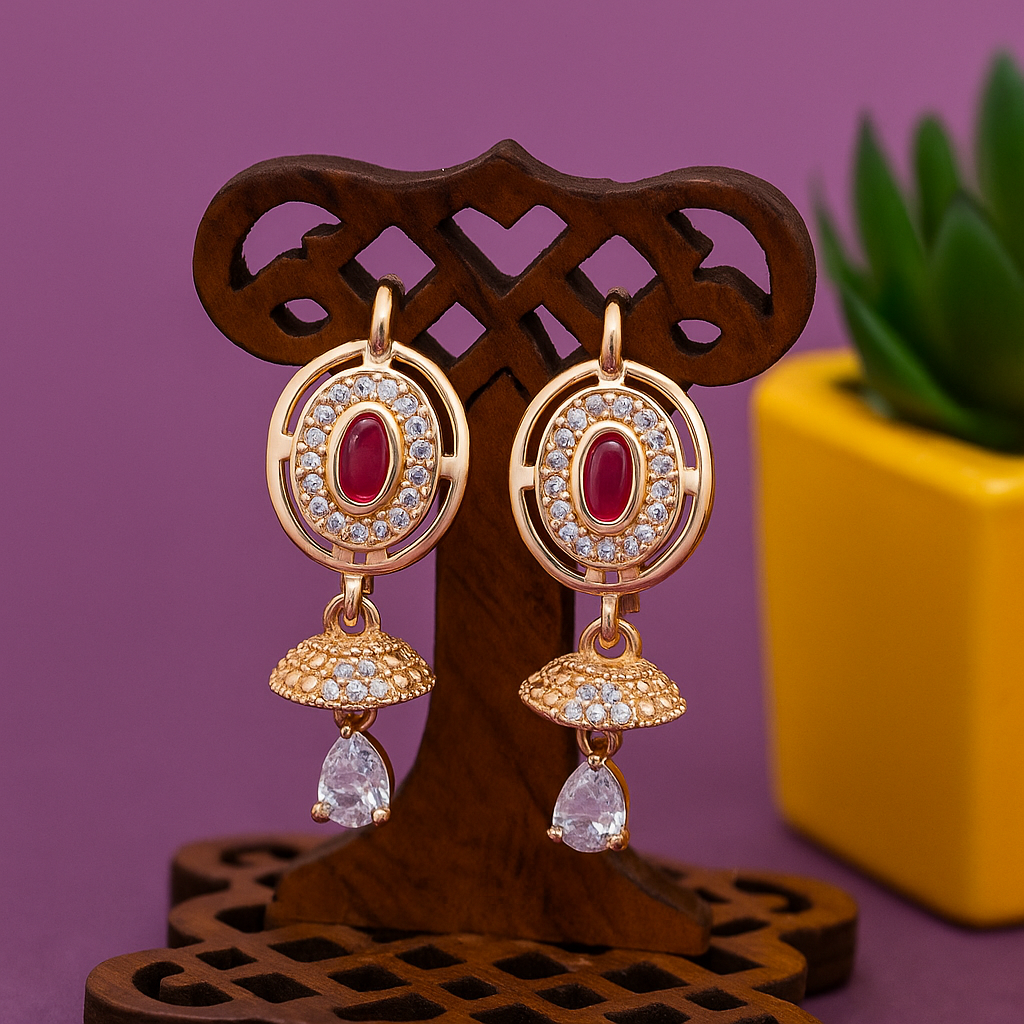 Red Stone Drop Earrings