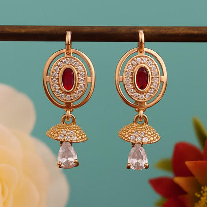 Red Stone Drop Earrings