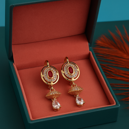 Red Stone Drop Earrings