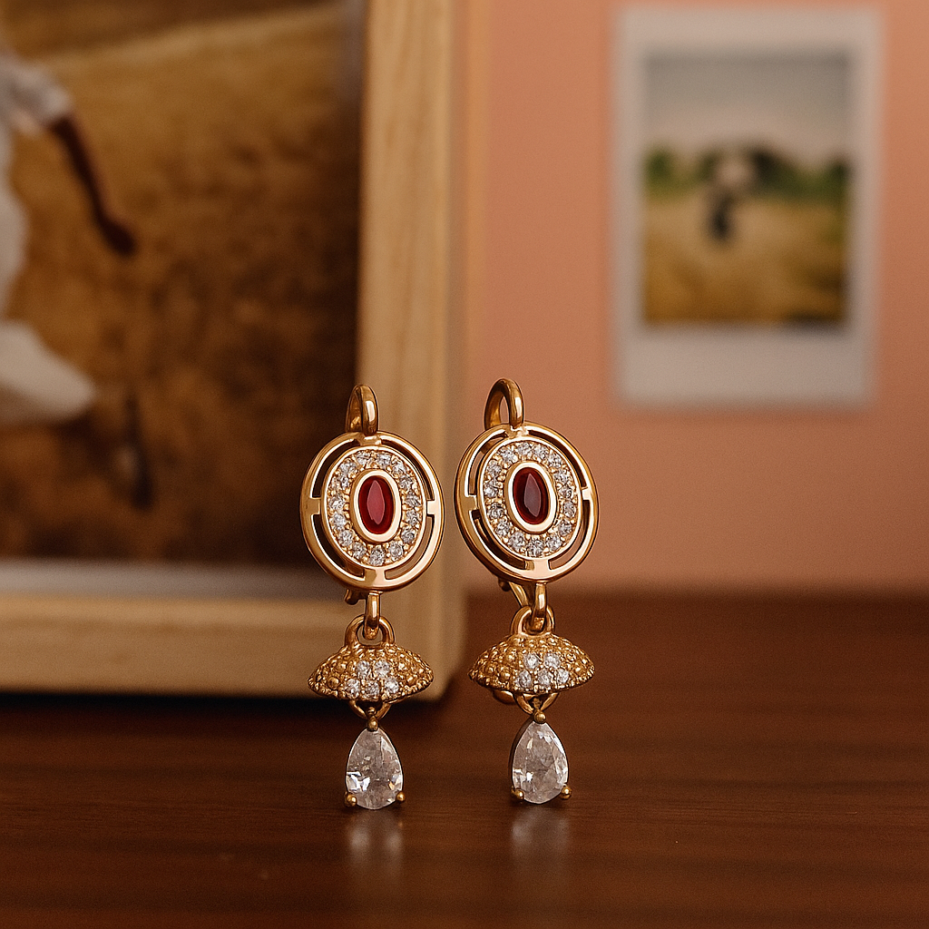 Red Stone Drop Earrings