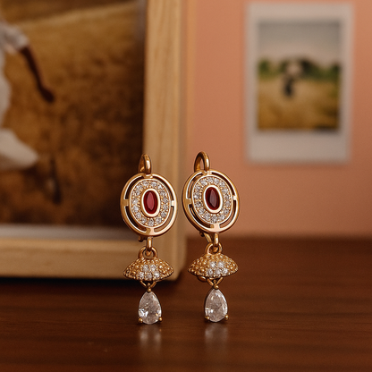 Red Stone Drop Earrings