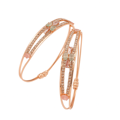 Rose Gold Bangles With AD