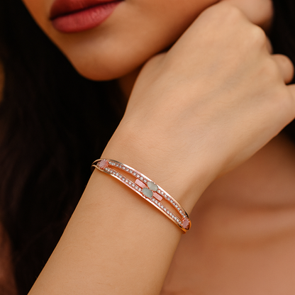 Rose Gold Bangles With AD