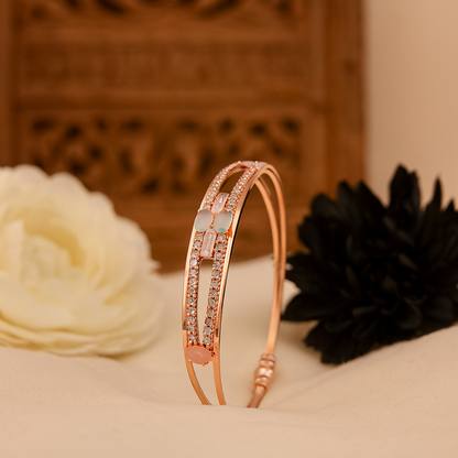 Rose Gold Bangles With AD