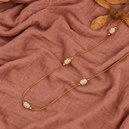 White Beaded Elegant Chain Necklace
