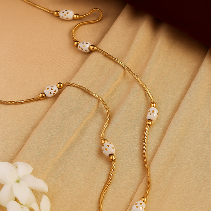 White Beaded Elegant Chain Necklace