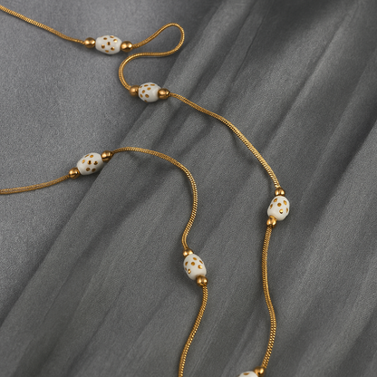 White Beaded Elegant Chain Necklace