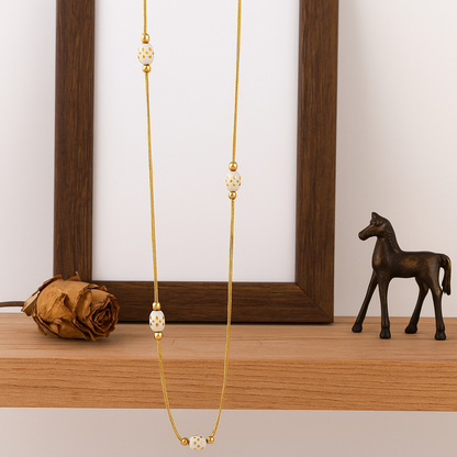White Beaded Elegant Chain Necklace