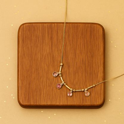 Multicolor Stone Charm Chain Necklace