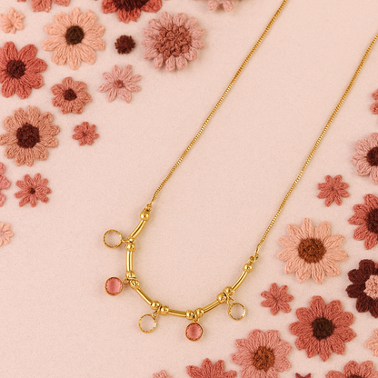 Multicolor Stone Charm Chain Necklace