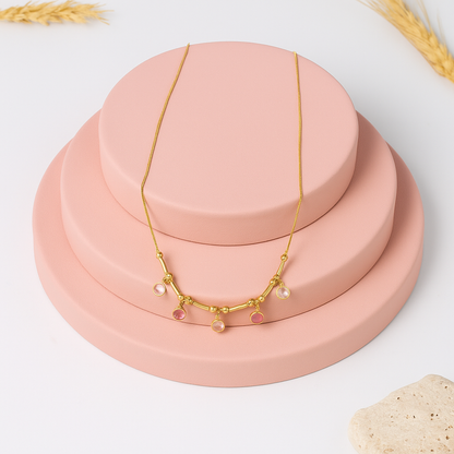 Multicolor Stone Charm Chain Necklace