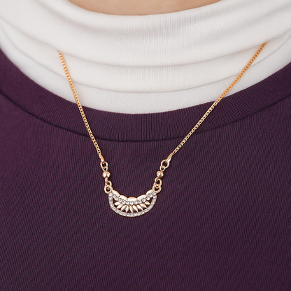 Gold Plated Crystal Leaf Design Chain Pendant