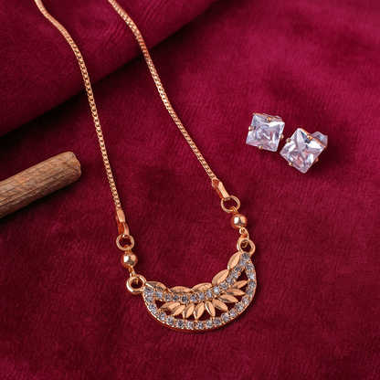 Gold Plated Crystal Leaf Design Chain Pendant
