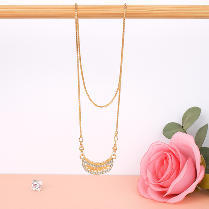 Gold Plated Crystal Leaf Design Chain Pendant