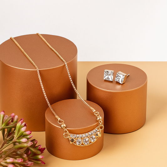 Gold Plated Crystal Stone Chain Pendant