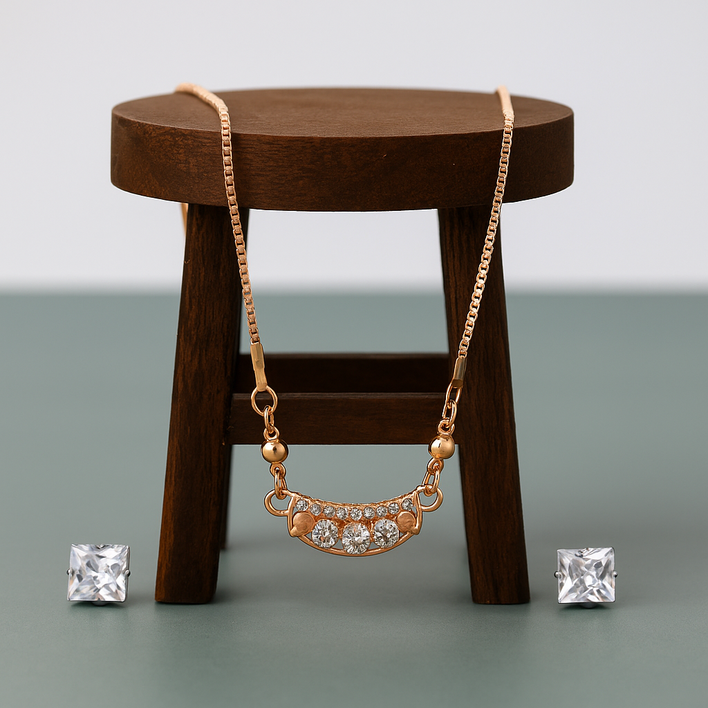 Gold Plated Crystal Stone Chain Pendant
