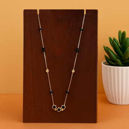 Floral Black Bead Mangalsutra