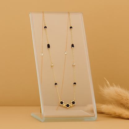 Floral Black Bead Mangalsutra