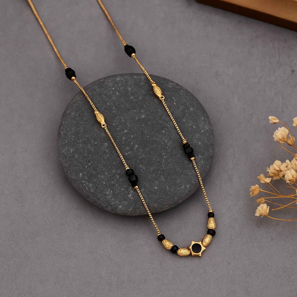 Hexagon Black Bead Mangalsutra
