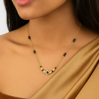 Hexagon Black Bead Mangalsutra