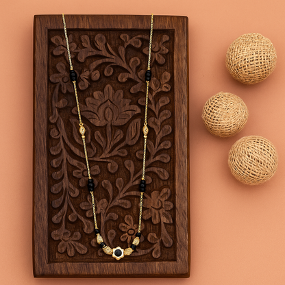 Hexagon Black Bead Mangalsutra