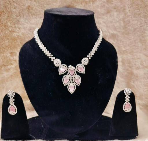 Light Pink Crystal Bridal Necklace Set for Women – Wedding & Party Jewelry