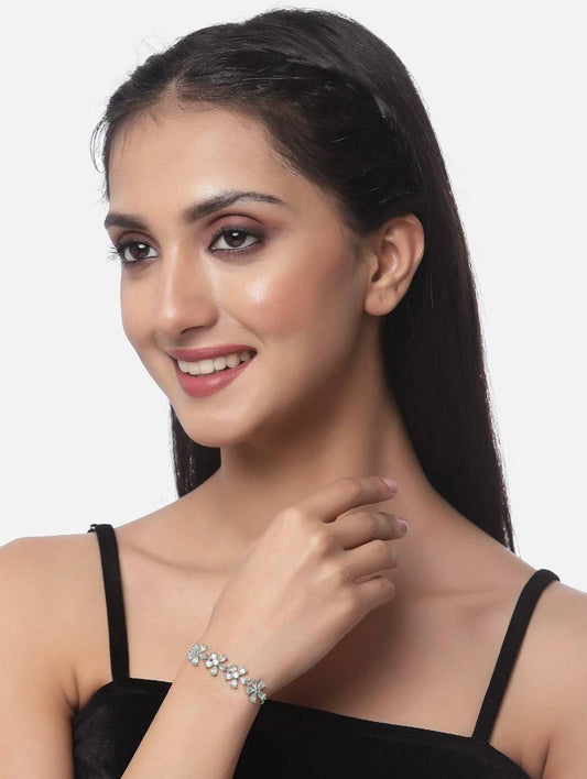 Atarangi Floral Crystal Adjustable Bracelet for Women – Imitation Jewellery