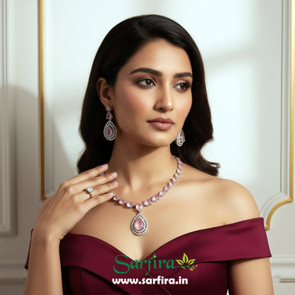 Light Pink Stone Long Drop Set