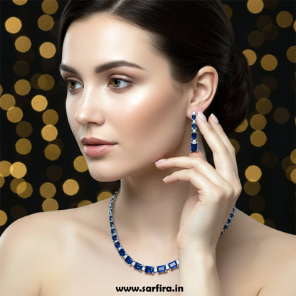 Blue Stone Rectangle Choker Set