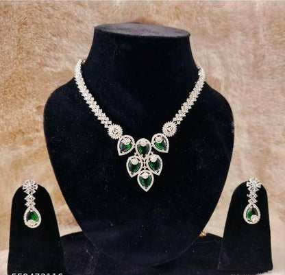 Green Crystal Bridal Necklace Set for Women – Wedding & Party Jewelry