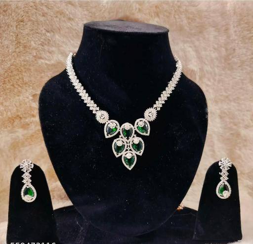 Green Crystal Bridal Necklace Set for Women – Wedding & Party Jewelry