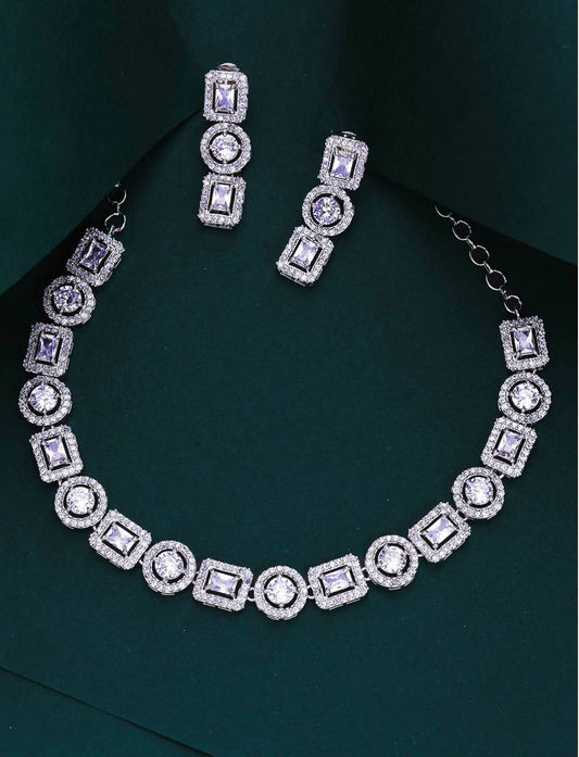 Luxury White Crystal Necklace & Earring Set – Women’s Jewelry