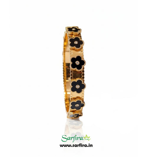 Black Flower Kada Bracelet
