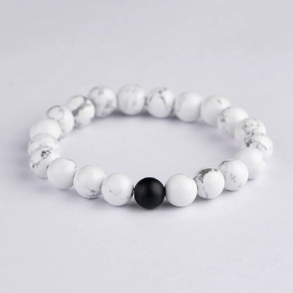 Atarangi Black & White Beaded Couple Bracelet Set – Pack of 2 Matching His & Her Bracelets