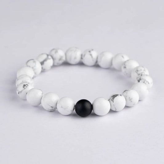 Atarangi Black & White Beaded Couple Bracelet Set – Pack of 2 Matching His & Her Bracelets