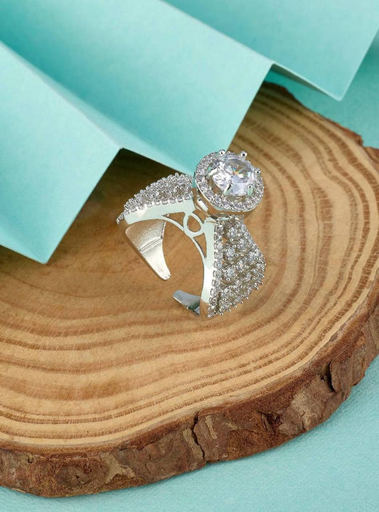 Round Diamond Finger Ring - Silve