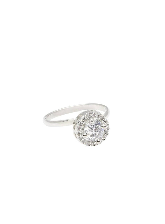 Classic Silver Diamond Finger Ring – Bridal & Party Wear