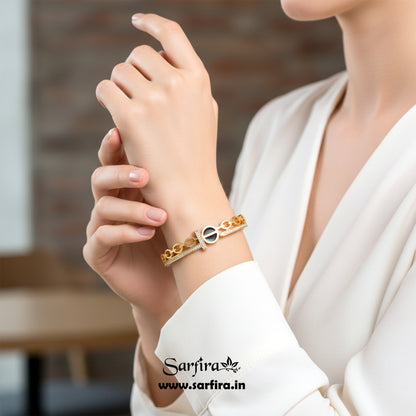 Black Enamel Link Kada Bracelet