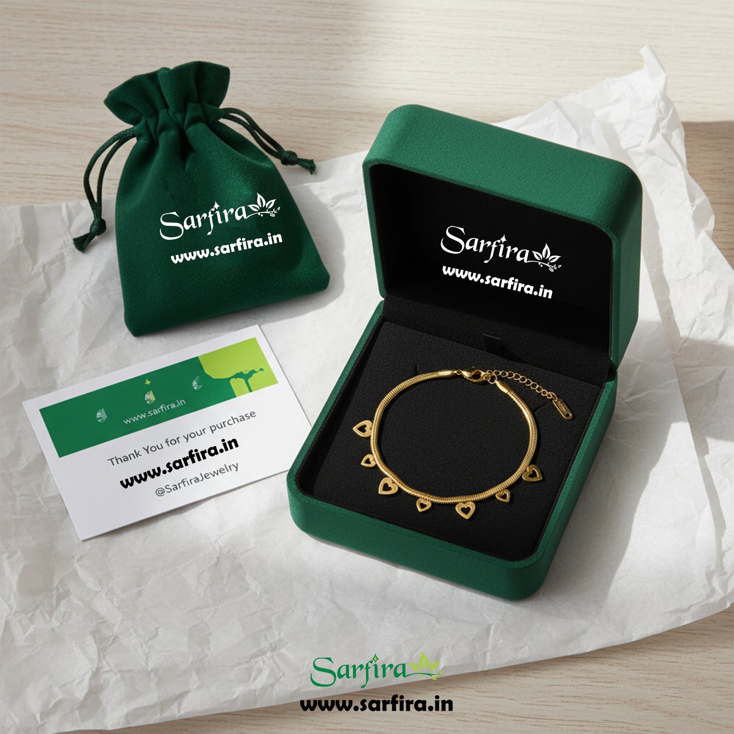 Open Heart Charm Snake Chain Bracelet