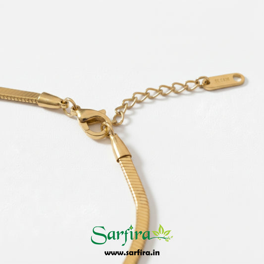 Leaf & CZ Snake Chain Bracelet