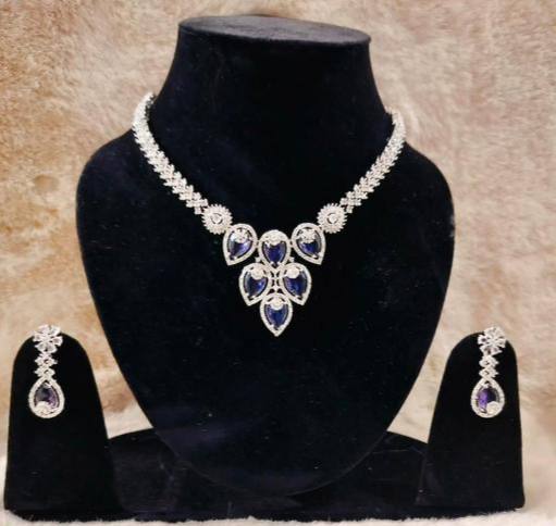 Purple Crystal Bridal Necklace Set for Women – Wedding & Party Jewelry