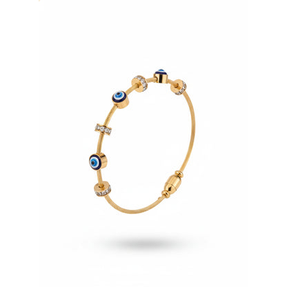 Evil Eye Beaded Cable Kada Bracelet
