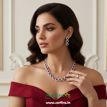 Red Stone AD Round Choker Necklace