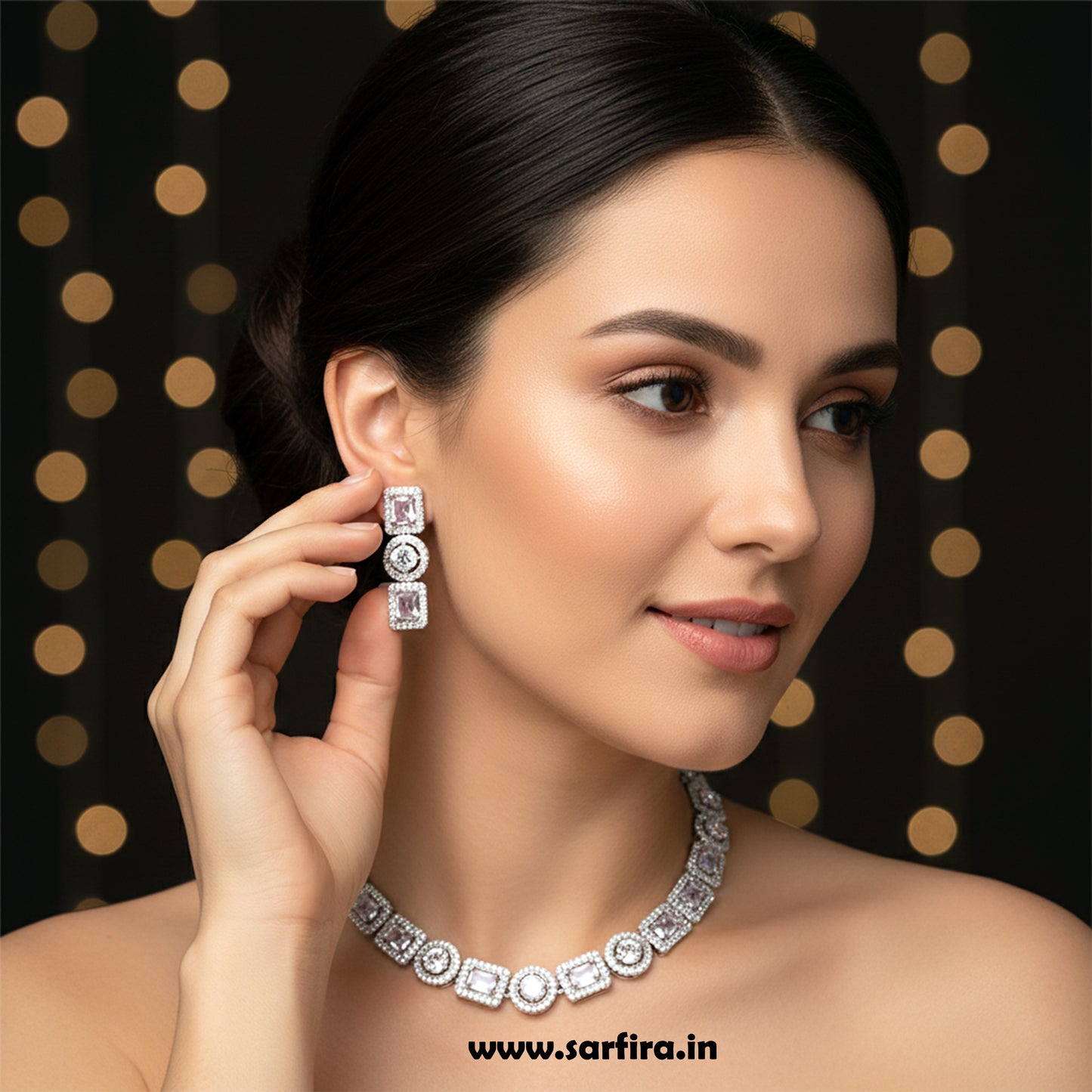 American Diamond Mixed Shape Necklace