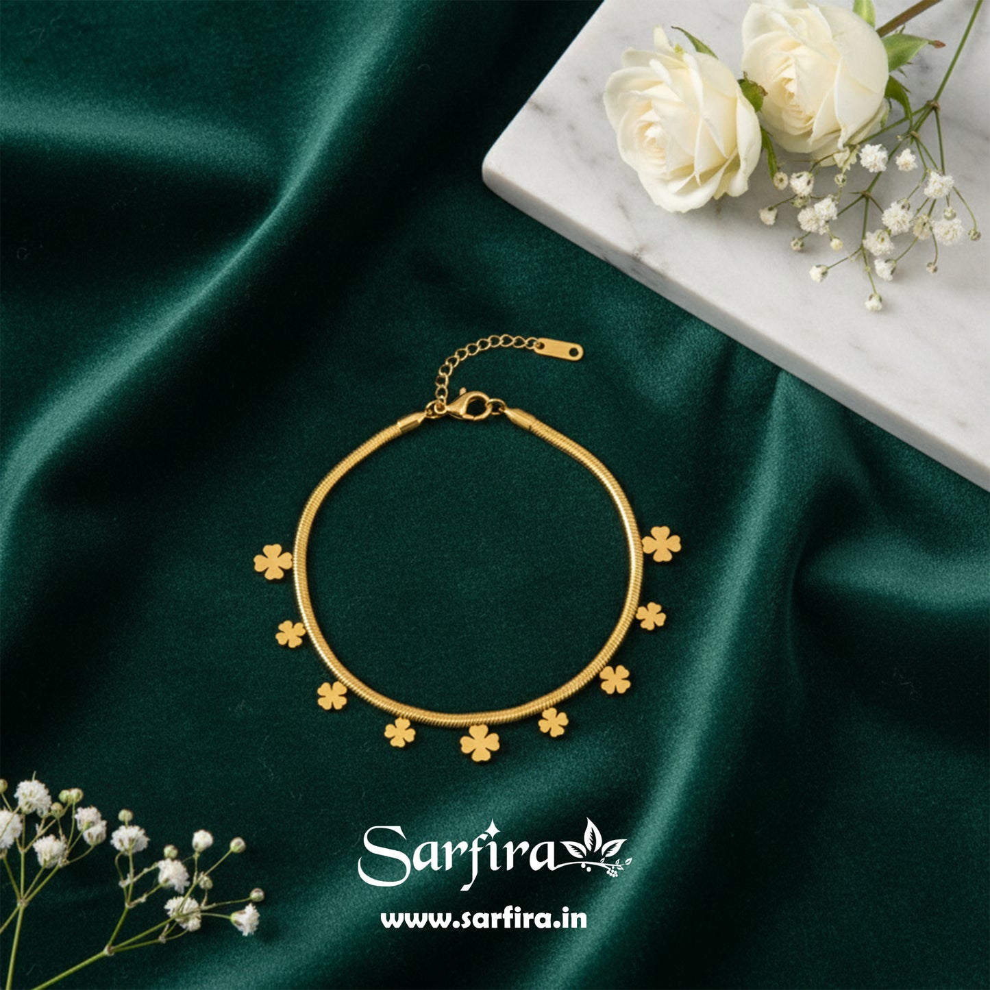 Charm Flower Snake Chain Bracelet