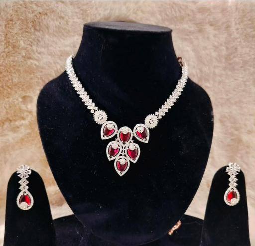 Red Crystal Bridal Necklace Set for Women – Wedding & Party Jewelry