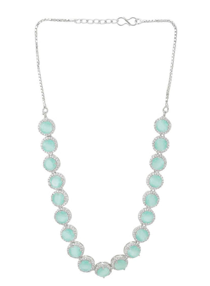 Mint Green Stone Necklace Set with Earrings – Wedding & Party Jewelry