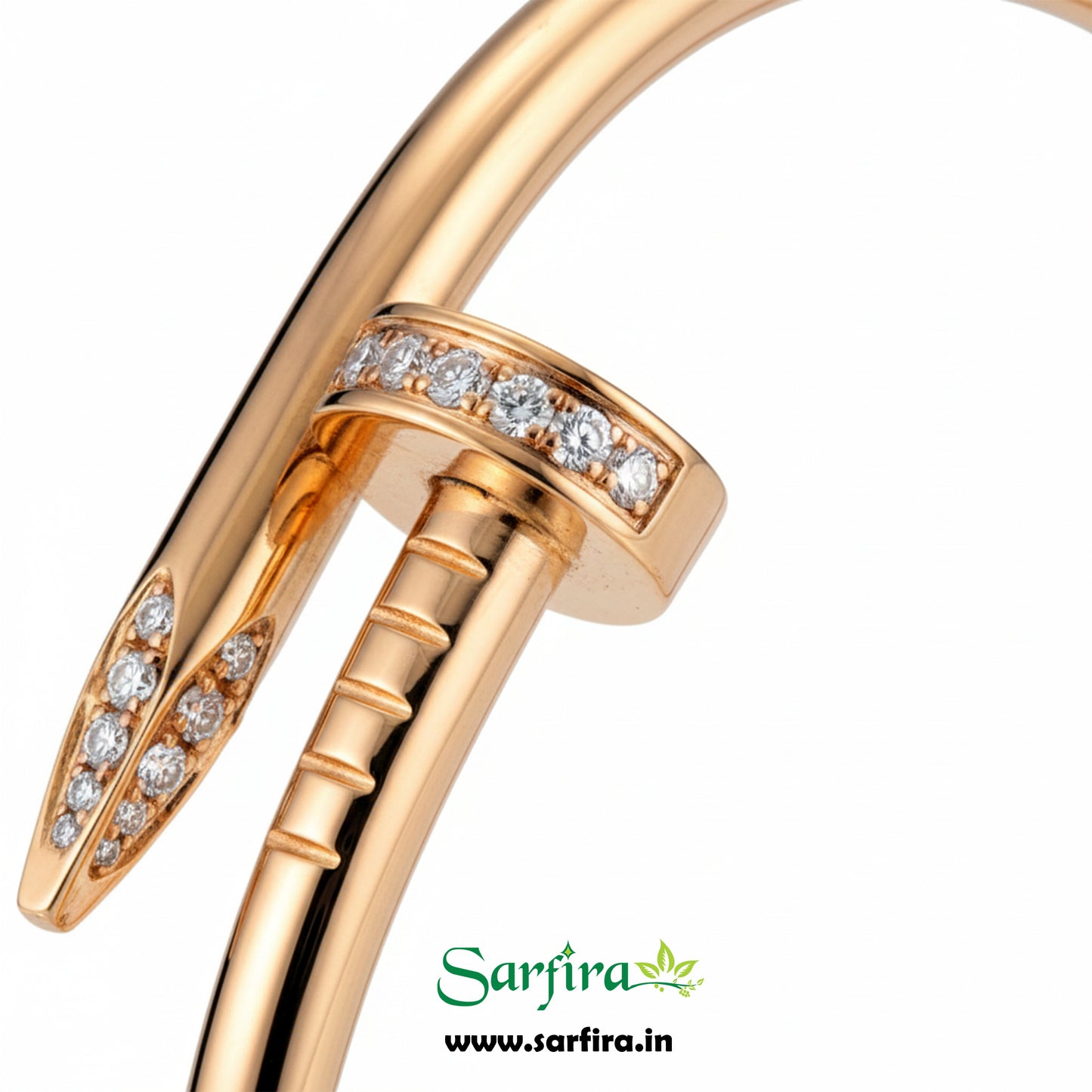 Gold CZ Studded Nail Kada Bracelet