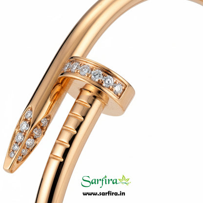 Gold CZ Studded Nail Kada Bracelet